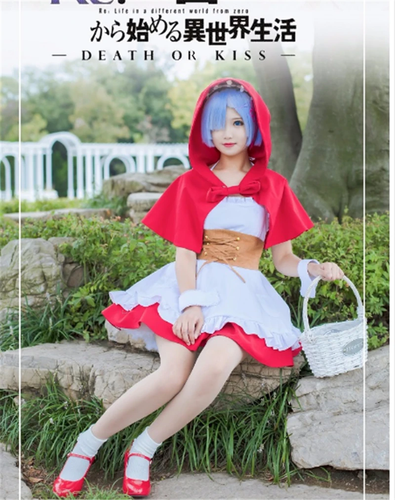 Аниме Re: Life A Different World From Zero Ram Rem маленький красный капюшон для верховой езды