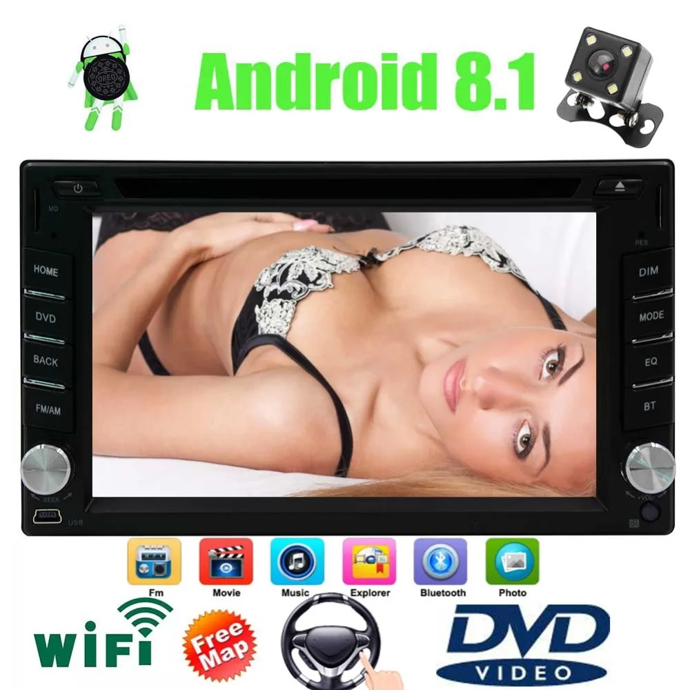 

Bluetooth 7 Inch Capacitive Touch Screen car audio In Dash Android 8.1 Double Din DVD Player GPS Navigation Headunit Support SWC