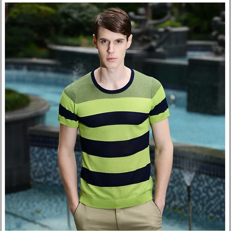 

Summer Male Clothing Men's Silk Short Sleeve T-shirt Fashion O-neck T-shirt