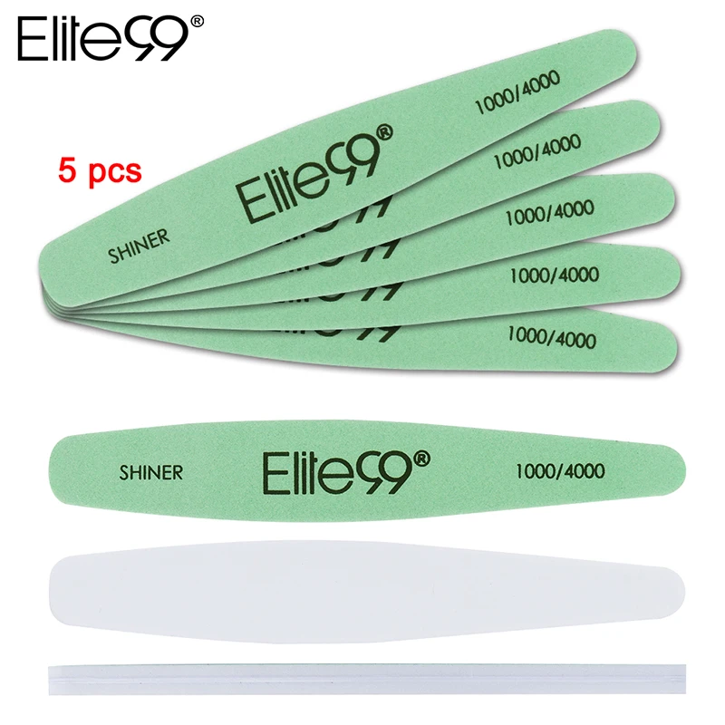 Elite99 5 x Зеленые пилочки для ногтей шлифовальная 1000/4000 изогнутая пилка дизайна