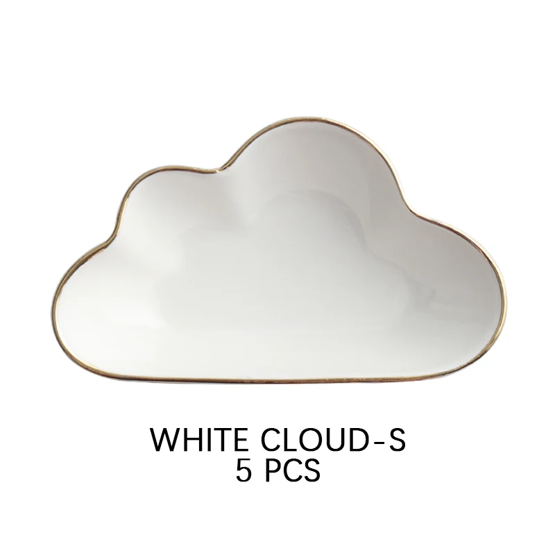 White Cloud-S 5 pcs Весь Керамика Couds дождевыми каплями-неправильной формы Керамика кастрюля тарелка для фруктов блюдо, тарелка Чай десерт обеденная тарелка, столовая посуда набор - Цвет: White Cloud-S 5 pcs