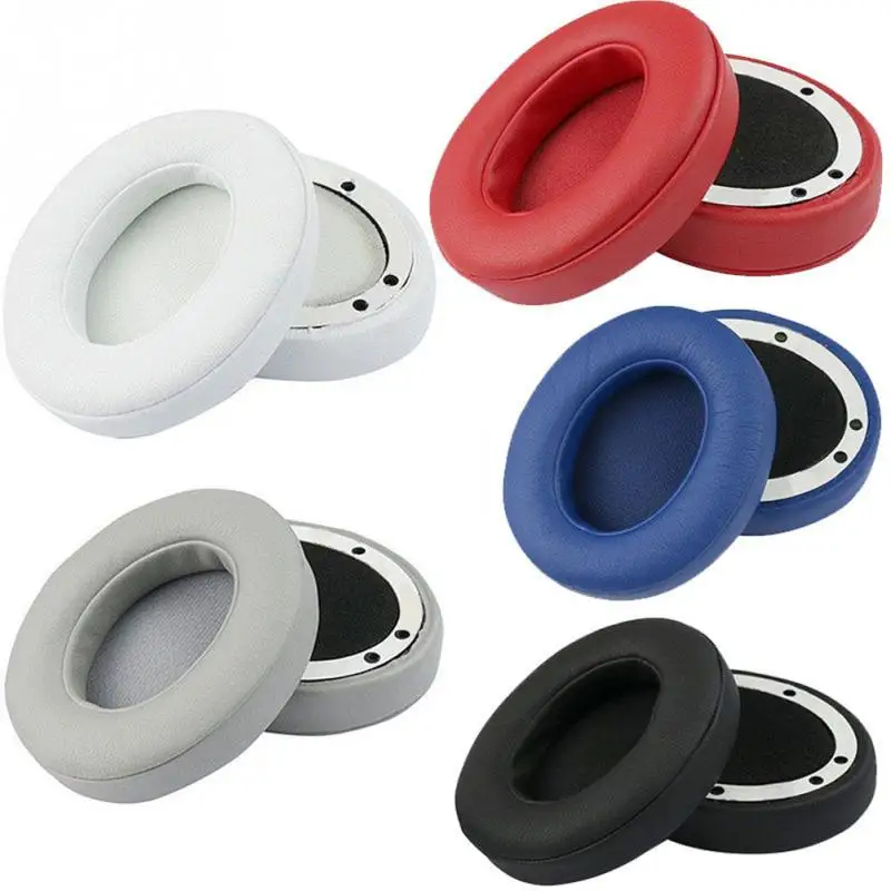 2 uds repuesto nuevo almohadillas para los oídos de cuero PU almohadilla de la taza para Beats by dre 2,0 Studio negro inalámbrico blanco 95x75mm #05 ► Foto 1/6