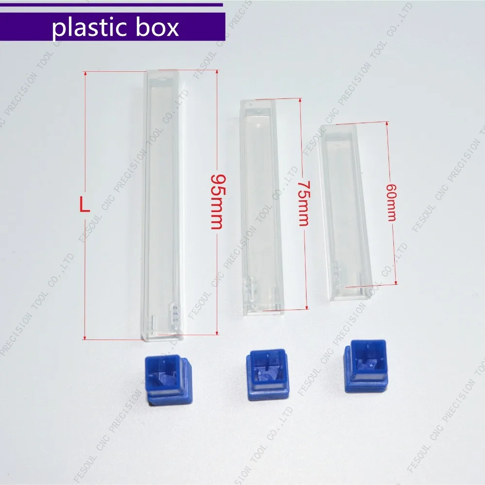 

100pcs-Free shipping cnc solid carbide end mill plastic box,cuboid milling cutter box,transparent tungsten steel knife PP box