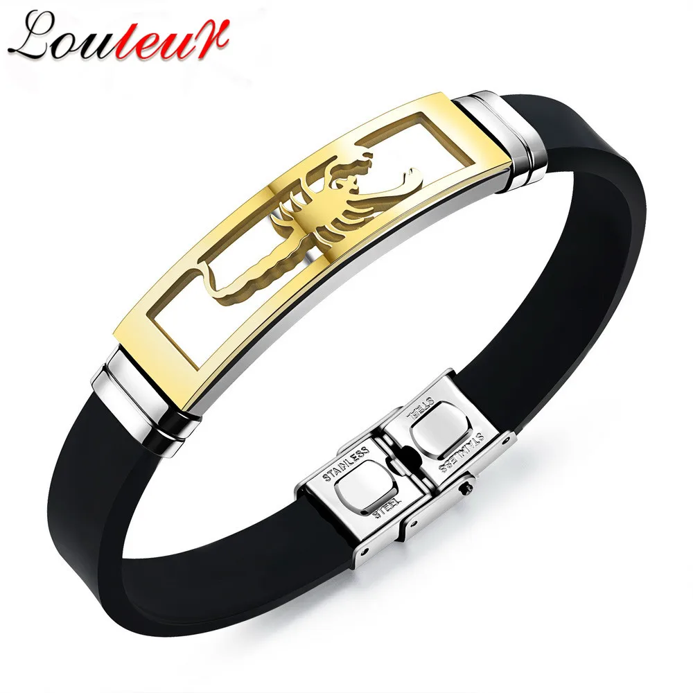 OPK-Silicone-Man-Bracelets-Fashion-Stainless-Steel-Scorpion-Design-Length-Adjustable-Cool-Men-Jewelry-Bangles-PH1085
