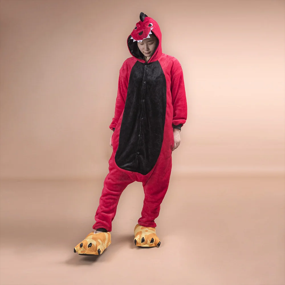 Для взрослых Динозавр Kigurumi пижамный комплект Onesie женские пижамы Пижама зимняя
