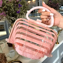 Новые женские Акриловые Модные складные сумки Ins праздничный Стильный чехол Уникальный специальный пляжный полый мешок корзины красочные