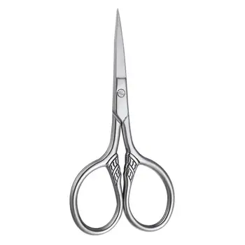 

Stainless Steel Mustache Trimming Shear Men Beard Scissors for Facial Body Beauty Mini Small Bend Blade Makeup Tool (Silver)