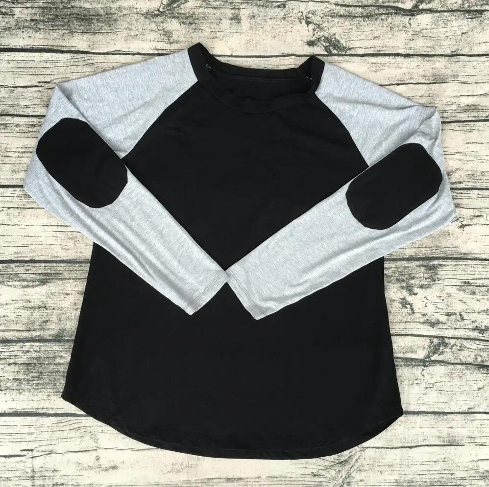 adult cheap great quality kids shirt Adults Patch Raglan Shirt blank