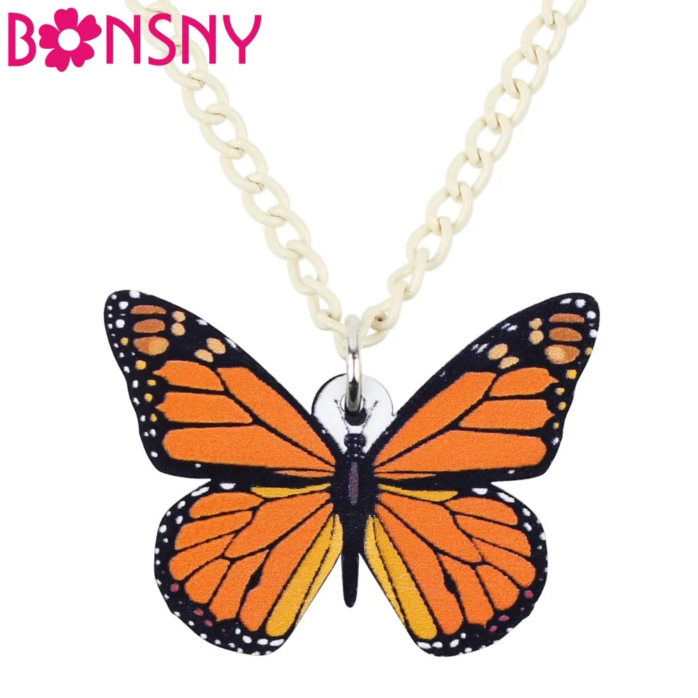 Buy Bonsny Acrylic Monarch Butterfly Insect Necklace