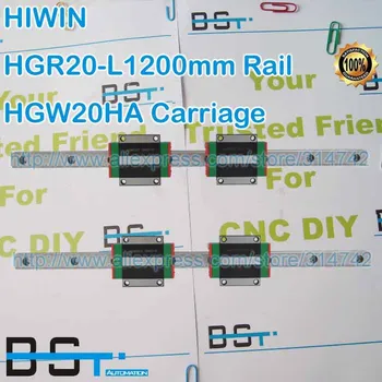 

2pcs New Original HIWIN Linear Guide HGR20 L 1200mm linear rail + 4pcs HGW20HA flanged lengthen carriages