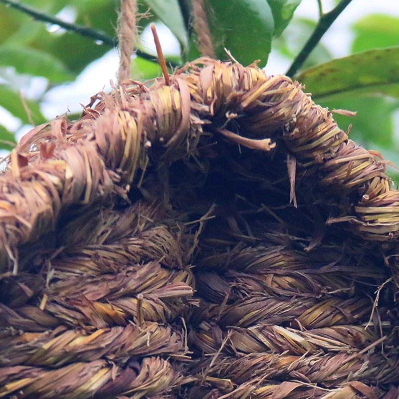 На открытом воздухе висящий Птичий дом птица место отдыха нетоксичный попугай гнезда с натуральной травой тканые садовые клетки птицы