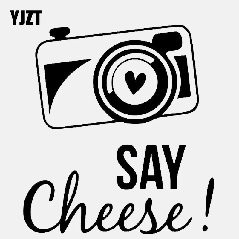 

YJZT 12CM*13.2CM Photography Photo Camera Love Cheese Say Vinyl Black/Silver Car Sticker C22-0844