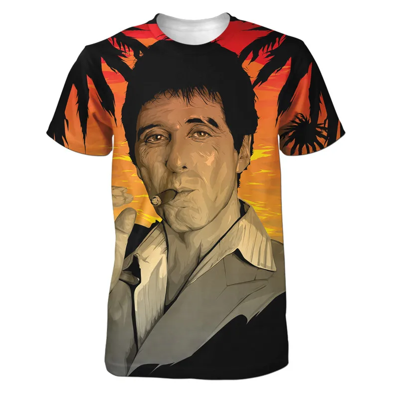 

REAL American US SIZE tony montana Custom made 3D Sublimation Print T-Shirt plus size 3xl 4XL 5XL 6XL