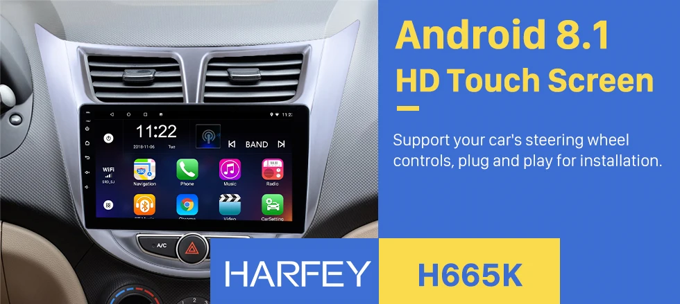 Cheap Harfey 2Din Android 6.0/8.1 9" Multimedia Player For Hyundai Verna 2011 2012 2013 Car Radio GPS Head Unit SWC Wifi-OBDII MP4 0