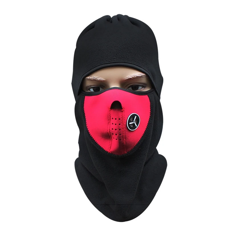 Утепленная Флисовая Балаклава Лыжная маска для лица зимняя шапочка Ветрозащитная маска для лица теплая мотоциклетная шапка для сноуборда - Цвет: Red