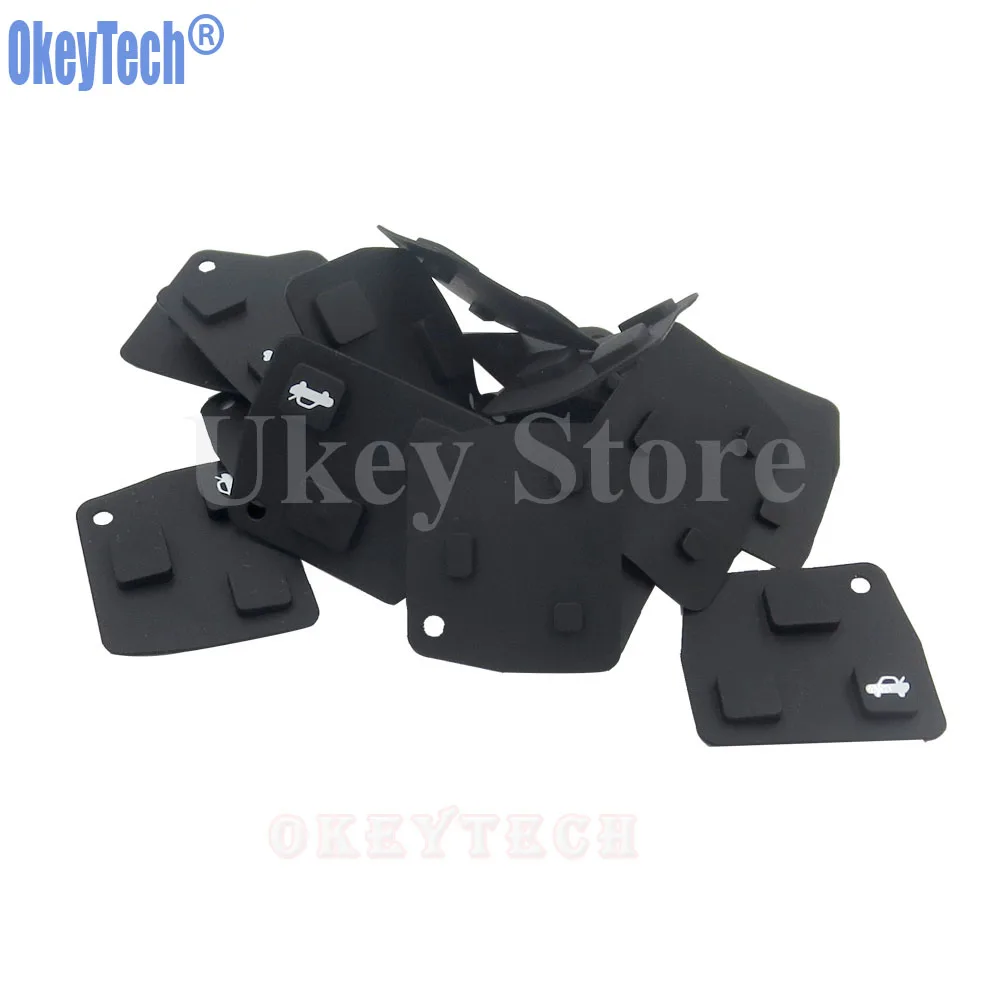 OKEYTECH 100PCS/LOT CAR REMOTE KEY SILICONE RUBBER KEY PAD 3 BUTTON FOR TOYOTA AVENSIS COROLLA LEXUS RVA4 REPLACEMENT BUTTON PAD