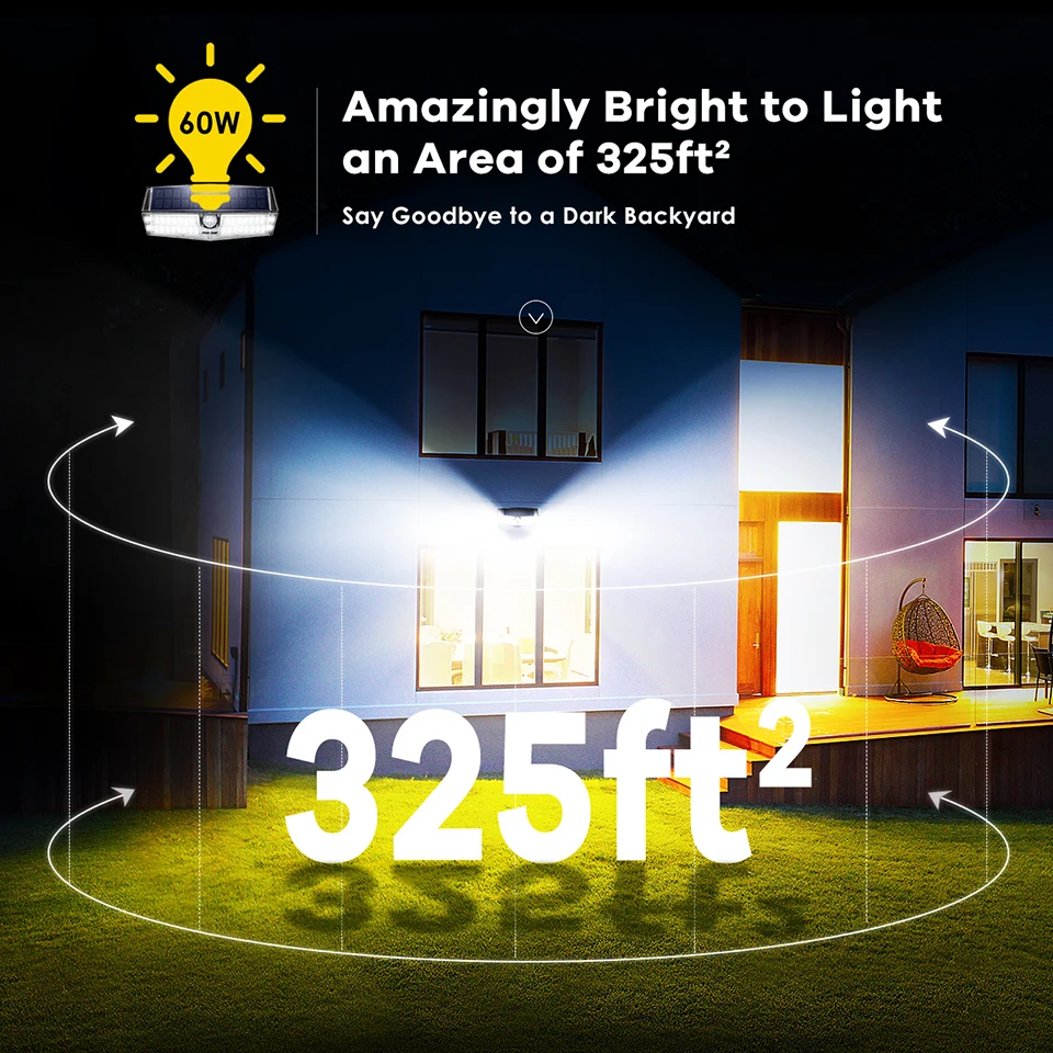 Mpow CD174 3 Adjustable Light Model 66 LED Bright Solar Powered Outdoor Lights (1)
