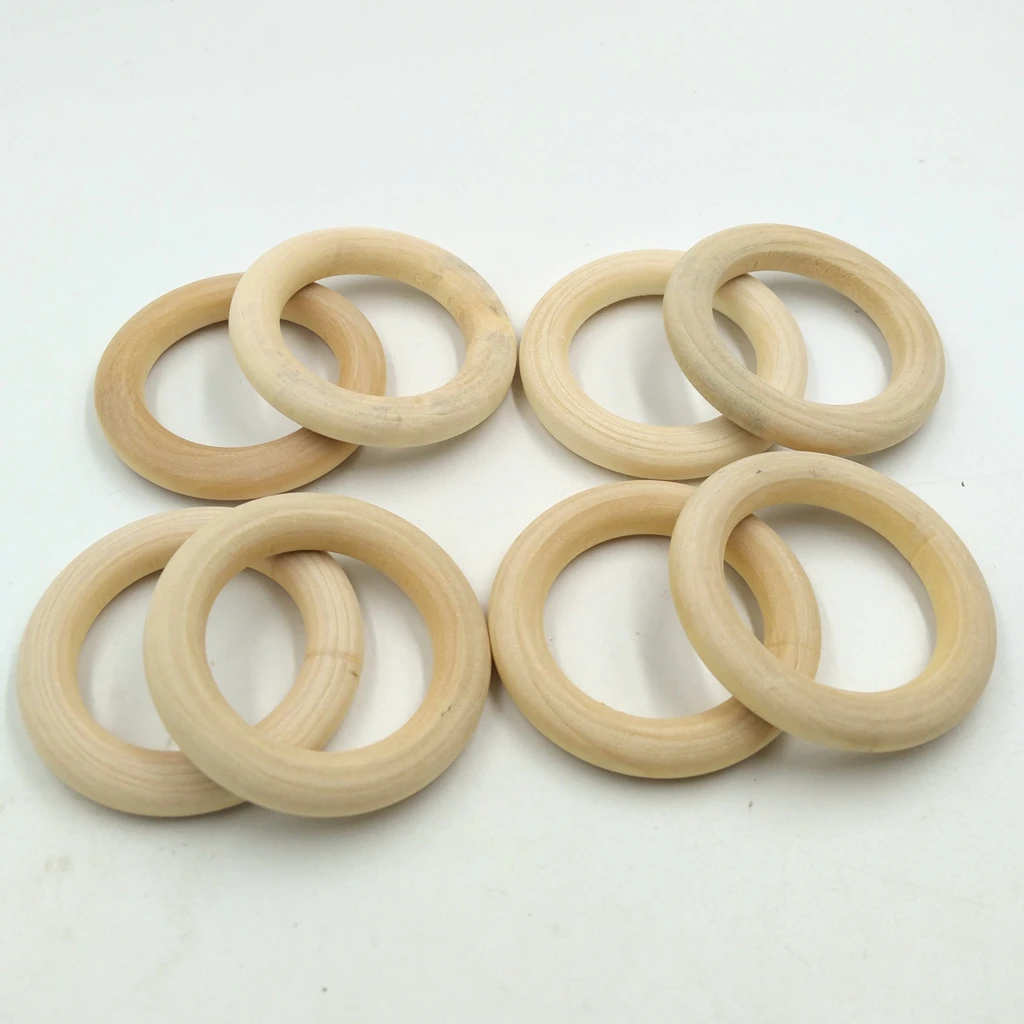 20Pcs Unfinished Solid Wooden Rings for Craft, Natural Wooden Ring Pendant and Connectors Jewelry Making, 50mm / 1.97inch