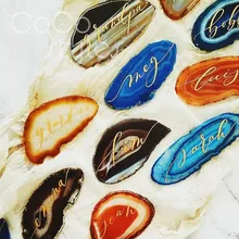 Cocostyles Пользовательские Современные Нерегулярные Красочные Агат имя карты с почерк для каллиграф вечерние свадебные приглашения