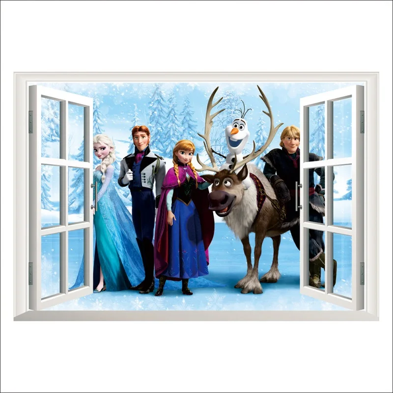 

new Disney Frozen Sticker 3D Movie Character Wallpaper Bedroom Decoration PVC Waterproof Self-adhesive Paper Children's Gifts
