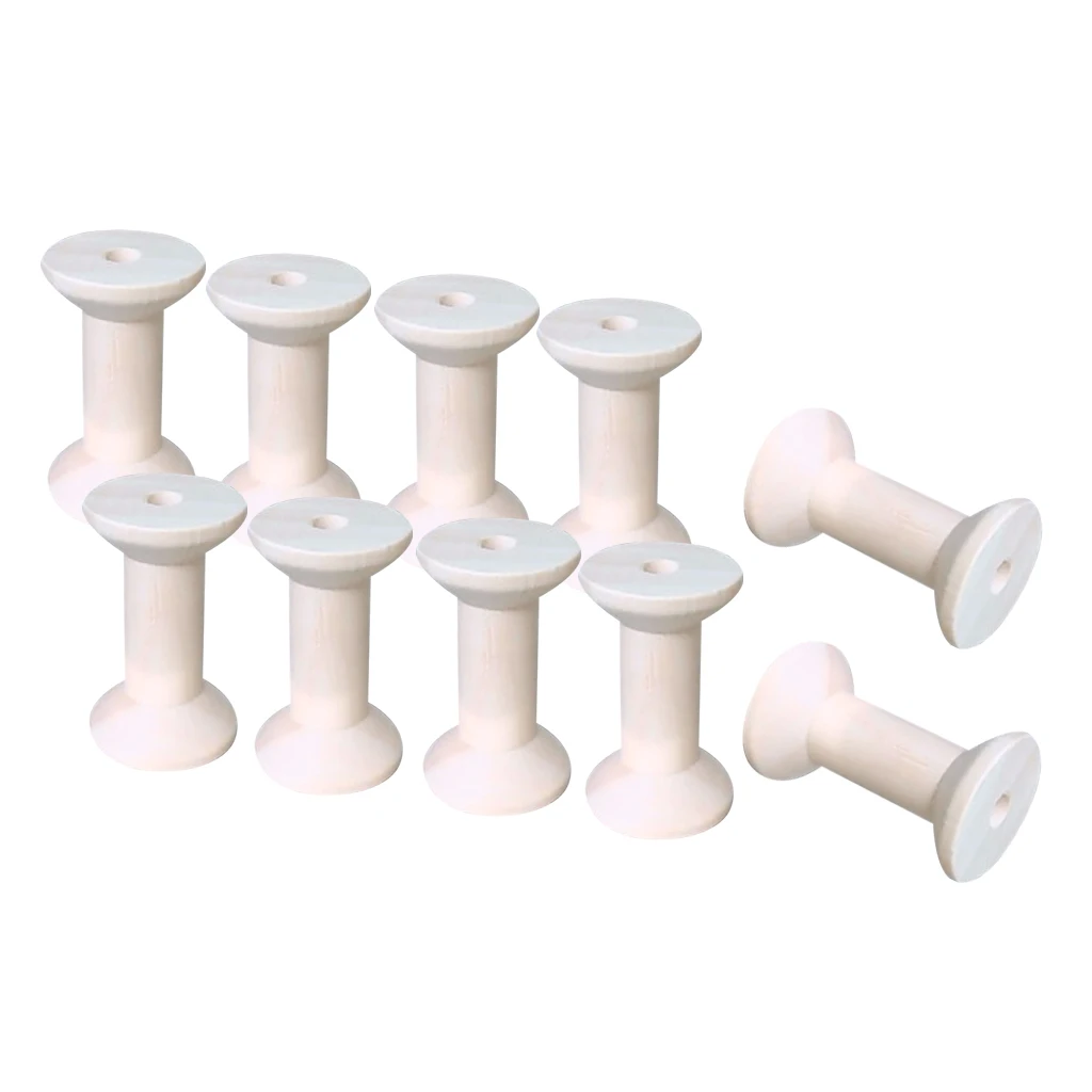 10 Pieces Wood Empty Thread Spool Reels Bobbins For Sewing Ribbons 47mmx31mm