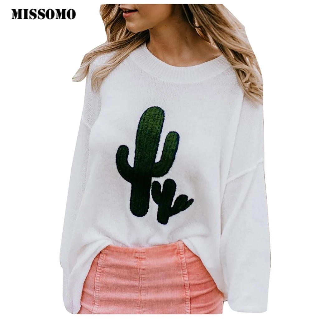 

MISSOMO jumper Women O-Neck Shape Sweater Knitwear cactus winter Top sweters women invierno 2019 fashion clothes women Sweater 7