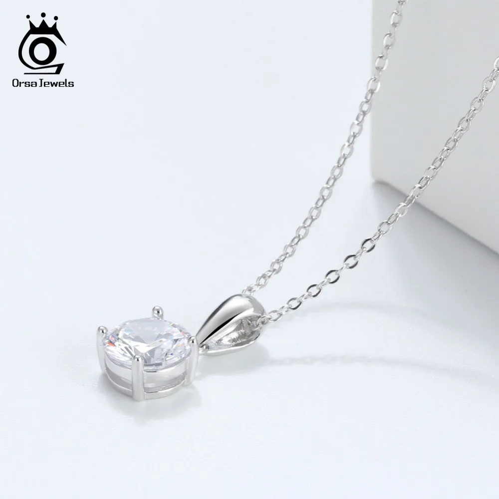 ORSA JEWELS 925 Sterling Silver Women Necklaces 12 Color Month Lucky Birthstone AAA CZ Zircon Pendant Necklace for Girls SN118 - Image 3