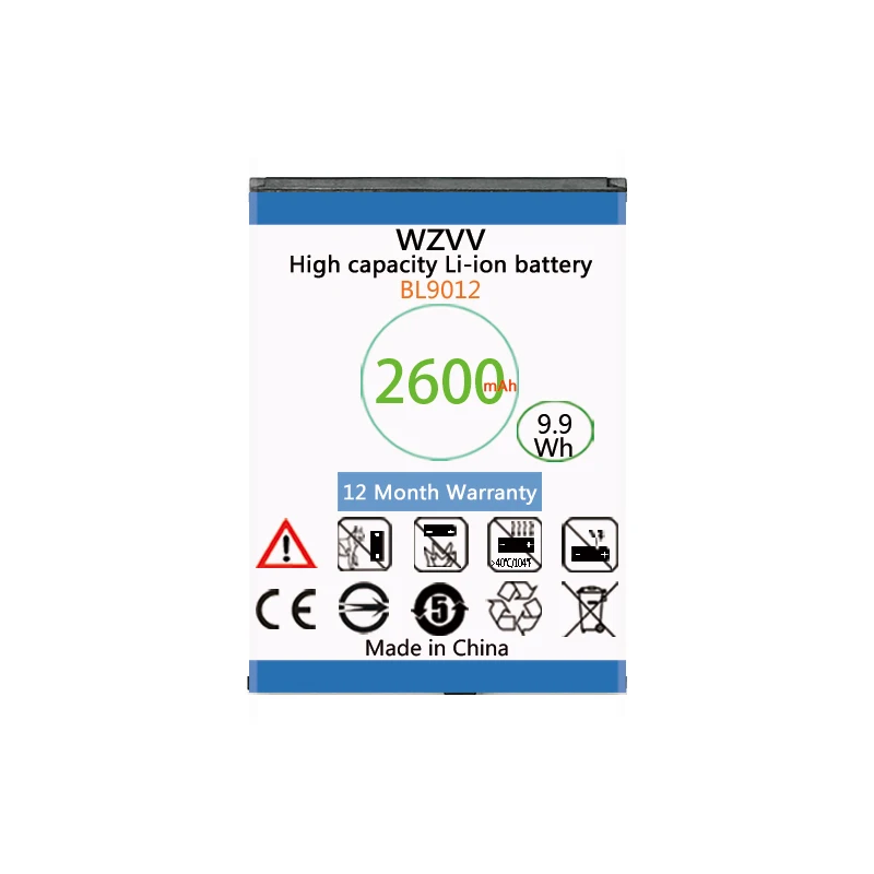 

wzvv 2600mAh Replacement Li-ion Battery BL9012 for Fly FS508 Cirrus6 FS509 Nimbus 9 Mobile phone Batteries