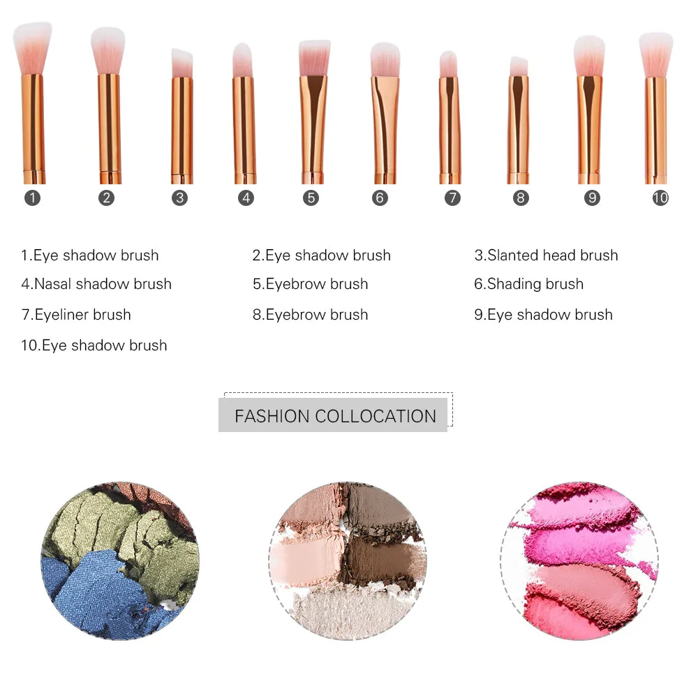 

New Arrival 10Pc Mermaid Foundation Eyeshadow Eyeliner make up brush beauty tool
