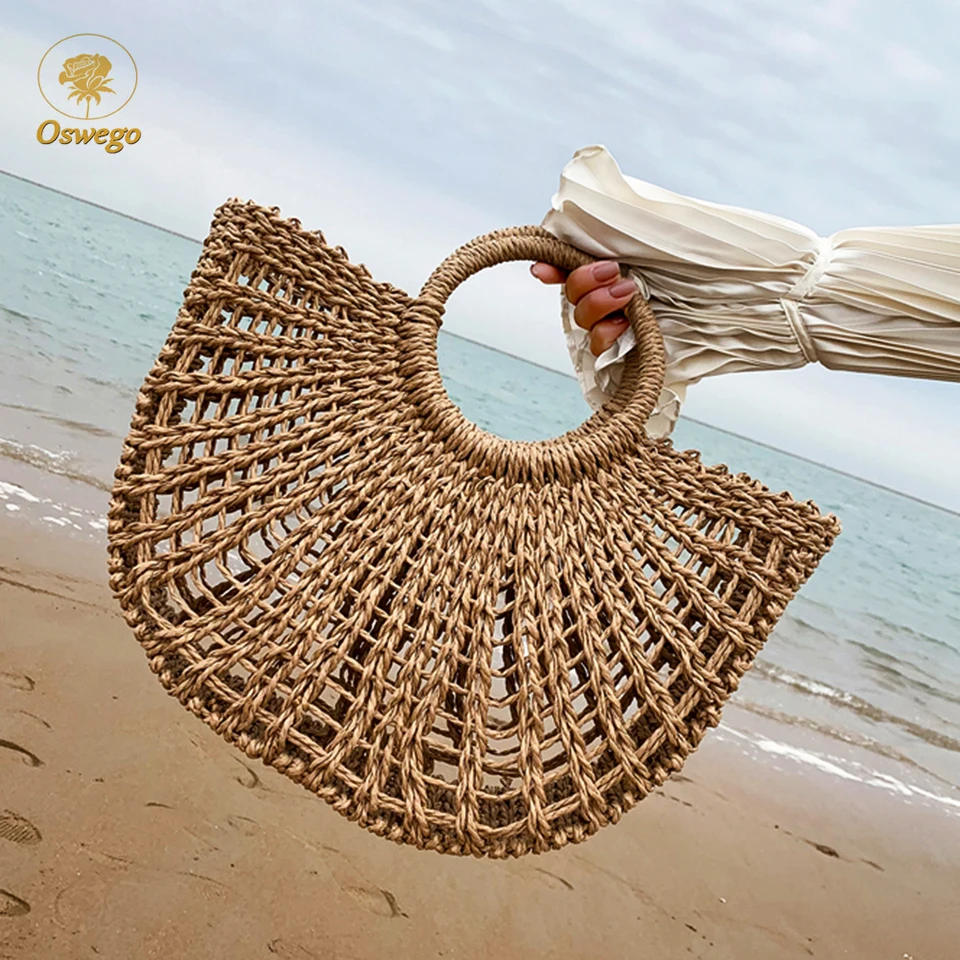

Oswego Straw Beach Bag 2019 Fashion Hollow Hand Made Straw Handbag Large Capacity Summer Holiday Shoulder Tote Bags For Women