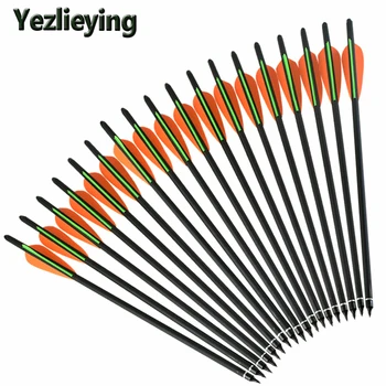 

6/12/24PCS16 17 18 20 22 inch carbon arrow crossbow bolt orange green feather for composite bow hunting archery shooting target
