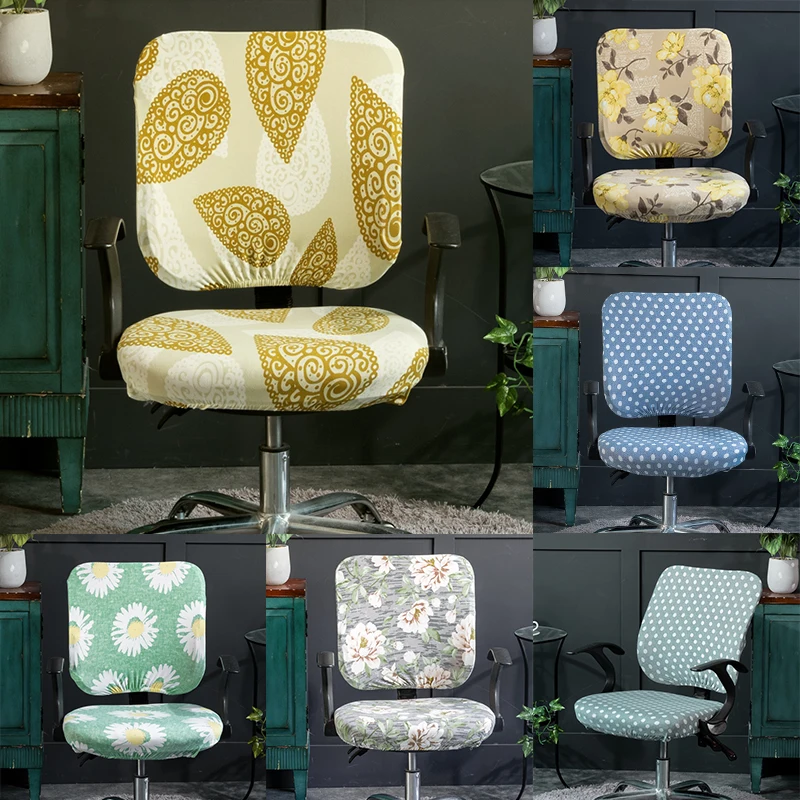 

2 parts Universal Computer Office Chair Cover Washable Removable Arm Chair Cover Slipcover Stretch Rotating Lift Chair Covers