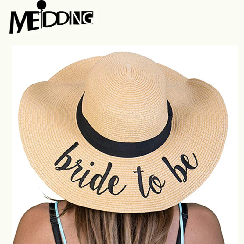 

Summer Beach Themed Straw Cap Bride to Be and Aloha Beaches Letters Sun Wide Hats Bachelorette Hen Hawaiian Wedding Party Decor
