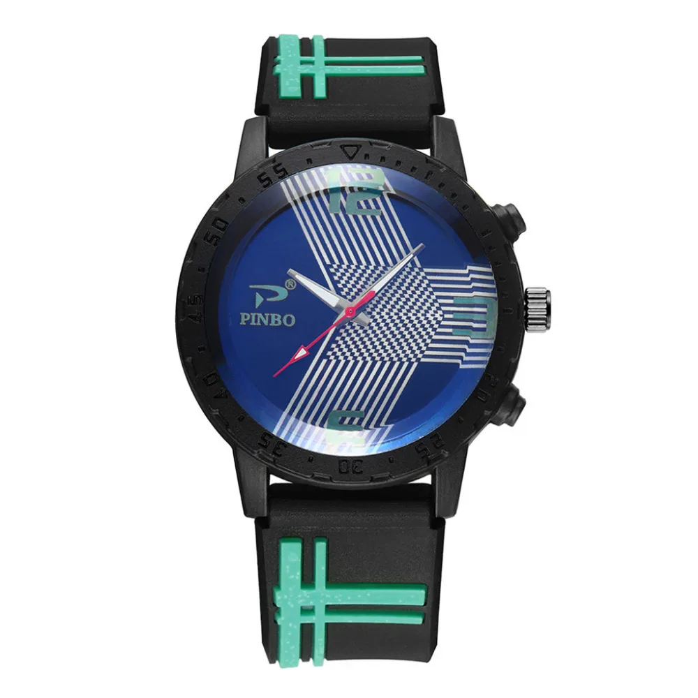 Mens Business Male Soft Silicone Rubber Strap Sports Watch 2018 Fashion Classic Tungsten Steel Wristwatches Men Clock