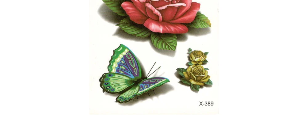 Переводная вода 3D Цветные цветы наклейки с бабочками Поддельные Временные Татуировки Женщины Мужчины Красота сексуальное тело искусство живое из песни X389