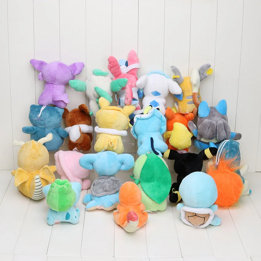 20 шт./лот кукла Mew Lapras Стрекоза Eevee Charmander Mudkip Snorlax Sylveon плюшевые куклы игрушки мягкие в подарок