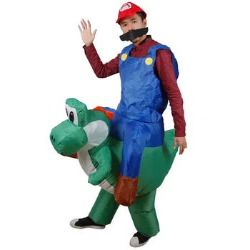 

Inflatable Costume Super Mario Bros Luigi Brothers Plumber Costumes Adult Man Women Funny Mario Riding Cosplay Fancy Dress Up
