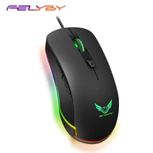 FELYBY S600 USB Проводная 4800 точек/дюйм 6 кнопок оптическая игровая Мышь светодиодный мыши с подсветкой для ПК, ноутбук, настольный компьютер планшет