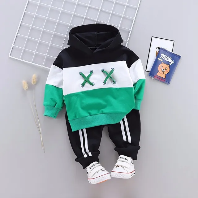 Spring Autumn Children Cotton Clothing Suit Baby Boys Girls Clothes Kids Sport Hoodies Pants 2Pcs/Sets Fahion Toddler Tracksuits CMWZ xx Black