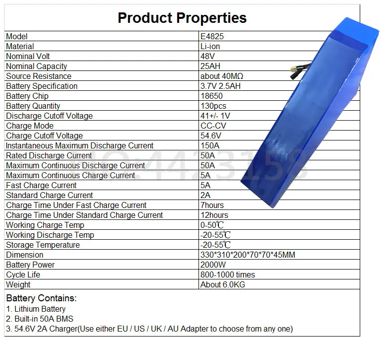 48V25AH-2000W-2500MAH