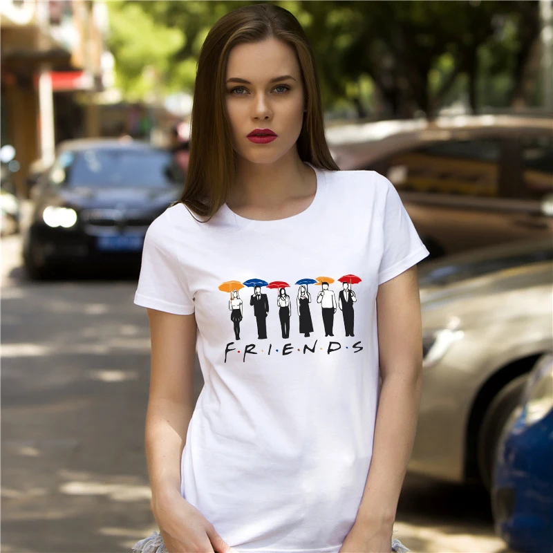 Camisolas nueva ropa de algodón de manga corta Camiseta Retro amigos TV Show impreso Camisetas gráficas mujeres divertida camiseta Mujer Camisolas nueva ropa de algodón de manga corta Camiseta Retro amigos TV Show impreso Camisetas gráficas mujeres divertida camiseta Mujer