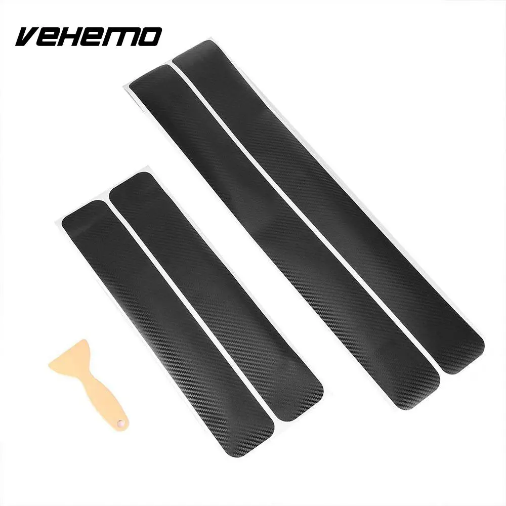 Vehemo 3D fibra de carbono pegatinas para el umbral del coche decoran las pegatinas de la puerta del coche impermeables pegatinas de la puerta del coche partes exteriores