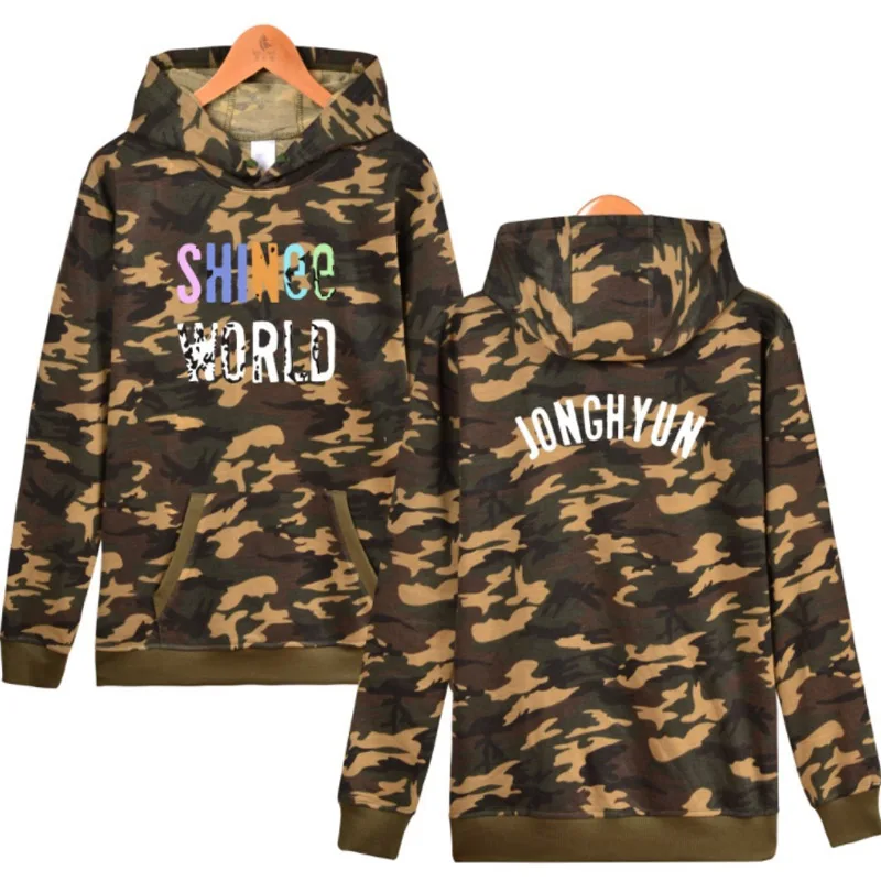 

SHINEE KPOP Camouflage Hoodies Men and Women JONGHYUN Print Hip Hop Funny Winter Streetwear Hooded Sweatshirt For Couple Clothes