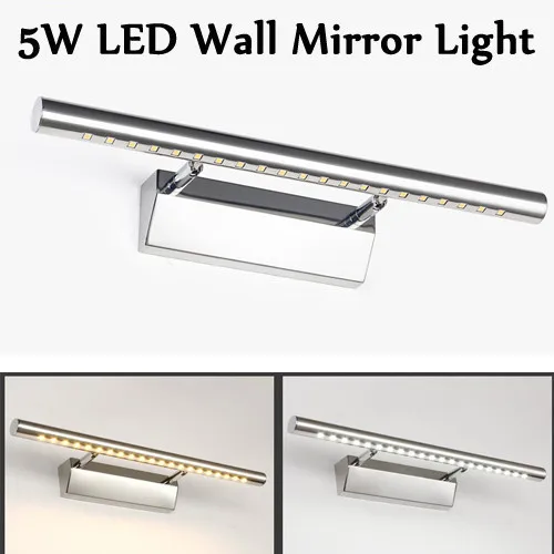 

21 LEDs 5W AC90-260V Modern Waterproof Anti-fog Bathroom Mirror Wall Lights Lamps Luminaire Stainless Steel With Switch 10pcs/lo