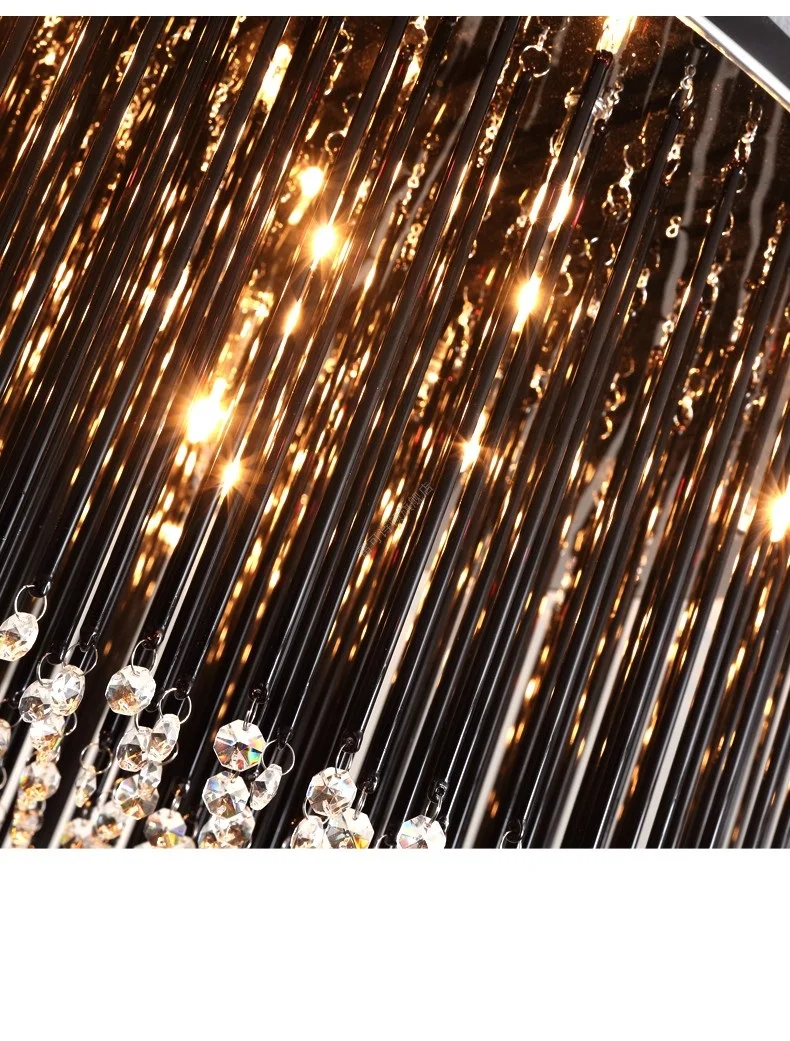 Luminárias de Teto de Cristal Conduziu a Lâmpada do Teto Quarto de Luxo Sala de Estar Preto Lampara Techo Plafondlamp Rodada Lustre 10 Preto Luminárias de Teto de Cristal CONDUZIU