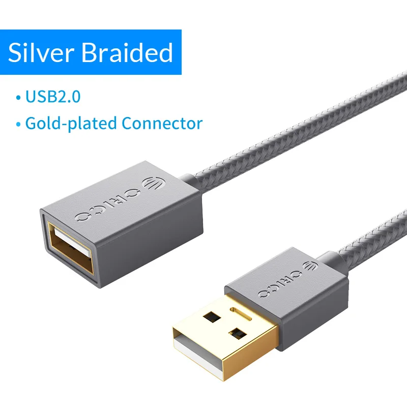 ORICO USB3.0 2,0 кабель-удлинитель USB мама-папа кабель-удлинитель для смарт-устройств 0,5 м/1,0 м/1,5 м/2,0 м/3,0 м/м - Цвет: U2-MAA02-SV