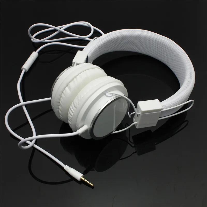  New High Quality Fashion White Color Adjustable Headband Earphone Headphone 3.5mm With Mic For iPod For PC For Cellphone 