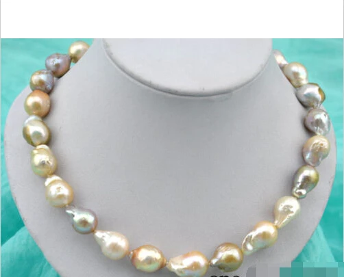 

Free shipping >>>>>Nature 18" 21mm baroque pink lavender reborn keshi pearl necklace