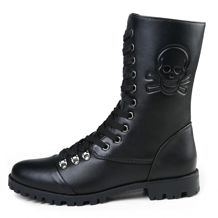 New Fashion 2016 Brand Skull Zip Martin Boots Winter ...
