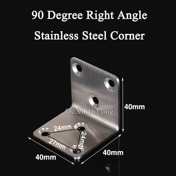 

50PCS 40*40*40mm Stainless Steel Corner Brackets Joint Fastening Right Angle L-Shaped Shelf Support Brace Furniture Hardware